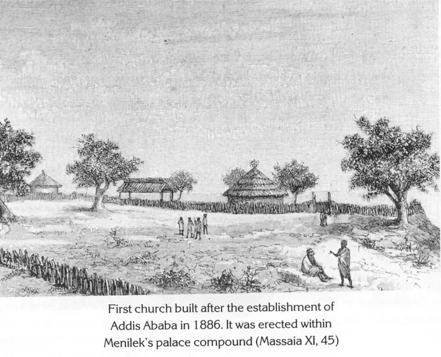 A view of the first church built within the palace compound of Menelik II in Addis Ababa.