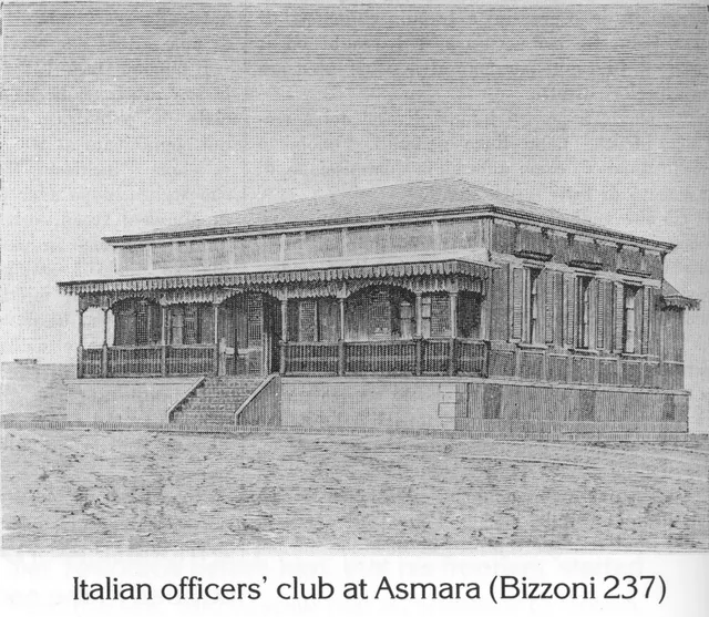 A drawing of the Italian officers' club building in Asmara.