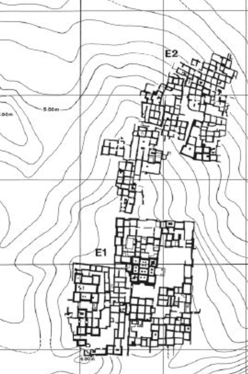 Structure E1 & E2. Source: Matara: the Archaeological Investigation of a City of Ancient Eritrea, zoomed in from Figure 6.