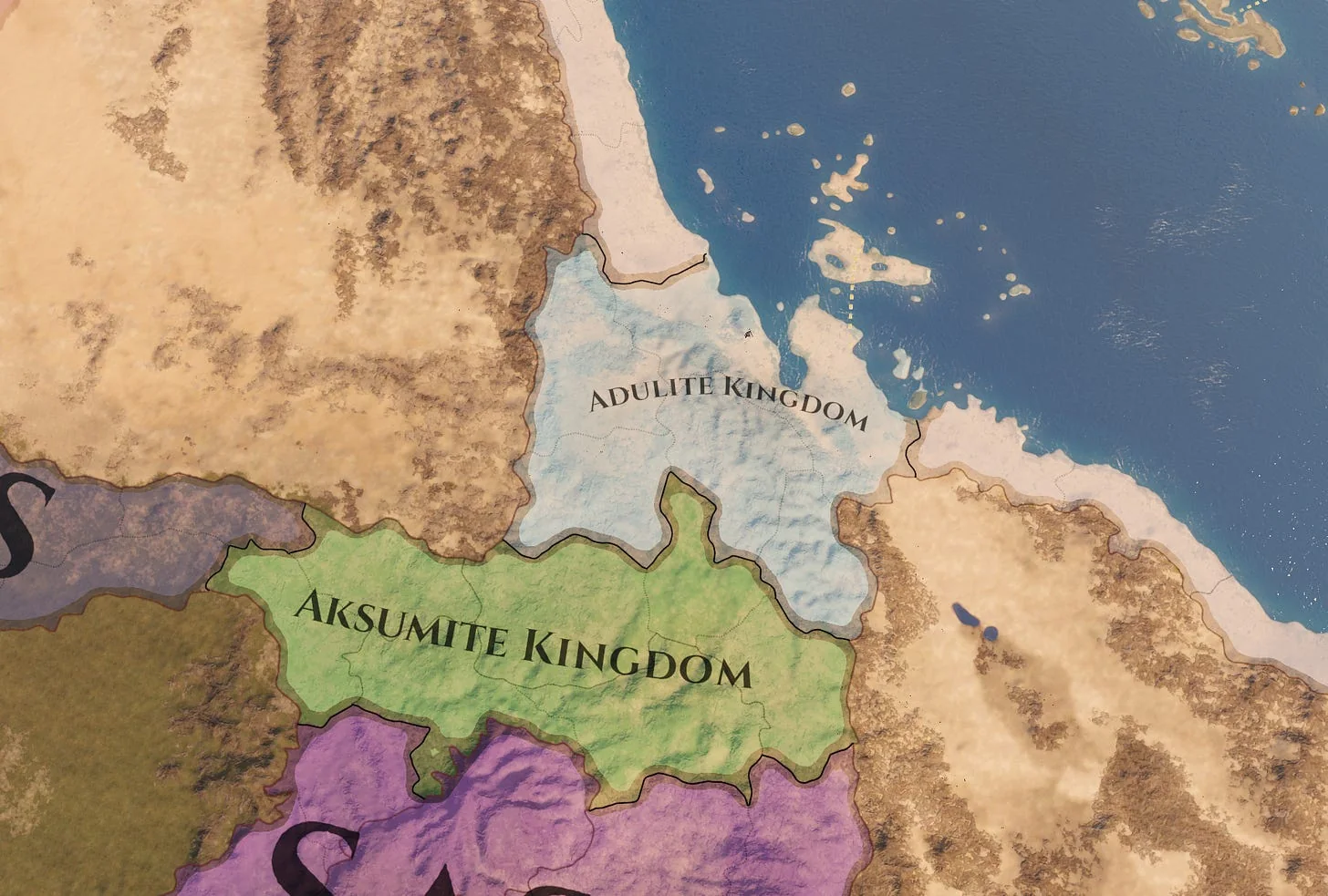 Theoretical map showing the political landscape of the Eritrean and Ethiopian highlands, along with spheres of influence during the early 2nd century AD - Aksumite and Adulite Kingdoms. Own work