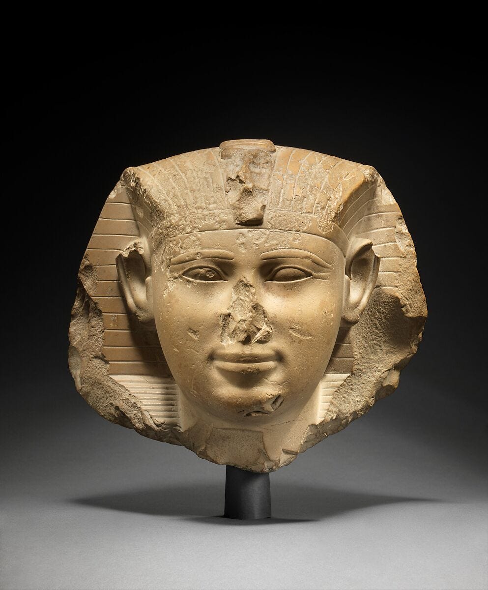 Head of a King, Possibly Seankhkare Mentuhotep III, Limestone Head of a King, Possibly Seankhkare Mentuhotep III, Limestone