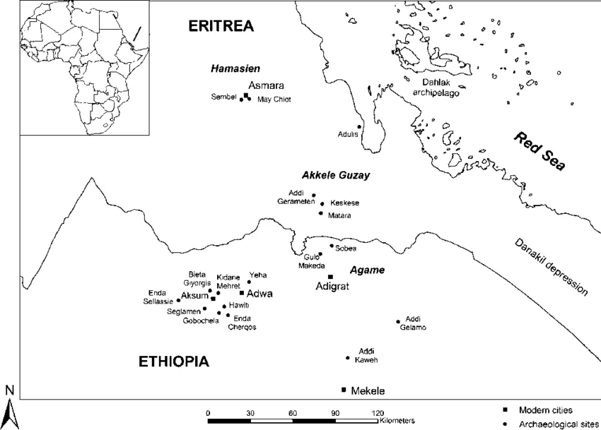 Map Of Major Pre-Aksumite Sites In The Northern Highlands. Source
