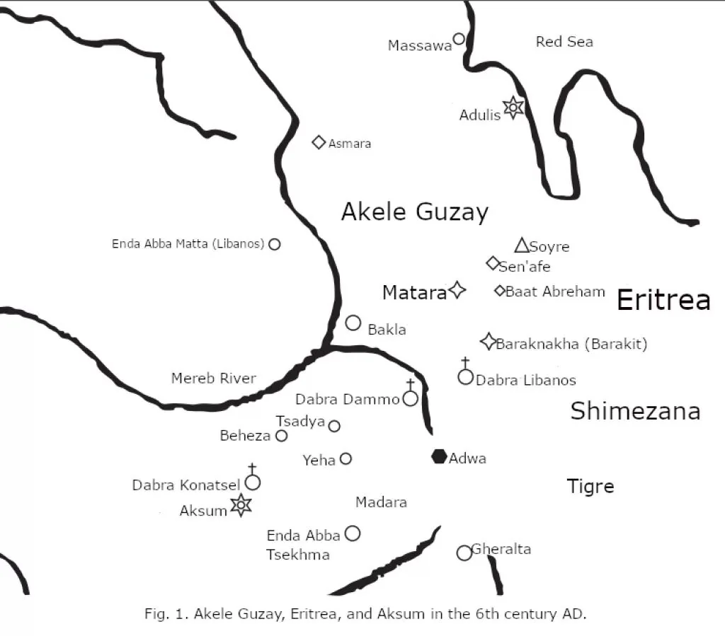 The Northern Eritrean & Ethiopian Region During The 6th Century AD, Adapted & Translated By Me. Source: Gädlä ṣadkān: an Ethiopic text of the first Syriac boskoi-missionaries in Late Antique Axum, pg 522