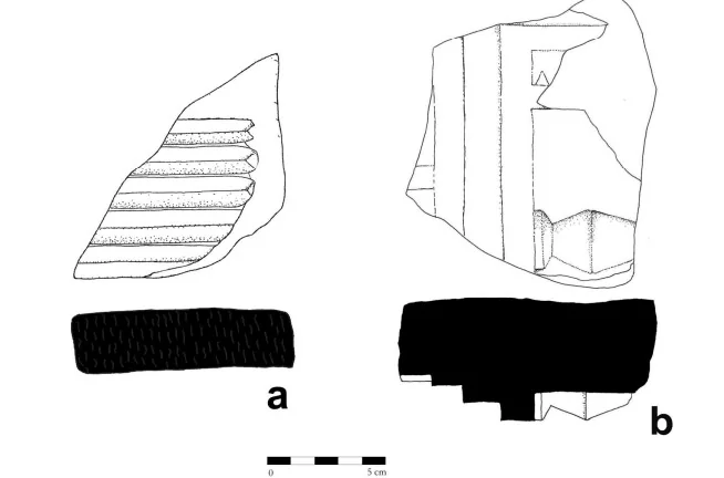 Carved alabaster slabs, possibly parts of a stone throne from Adulis, dated to the mid-1st Millennium BC. Source: Adulis Before Aksum, Figure 5.