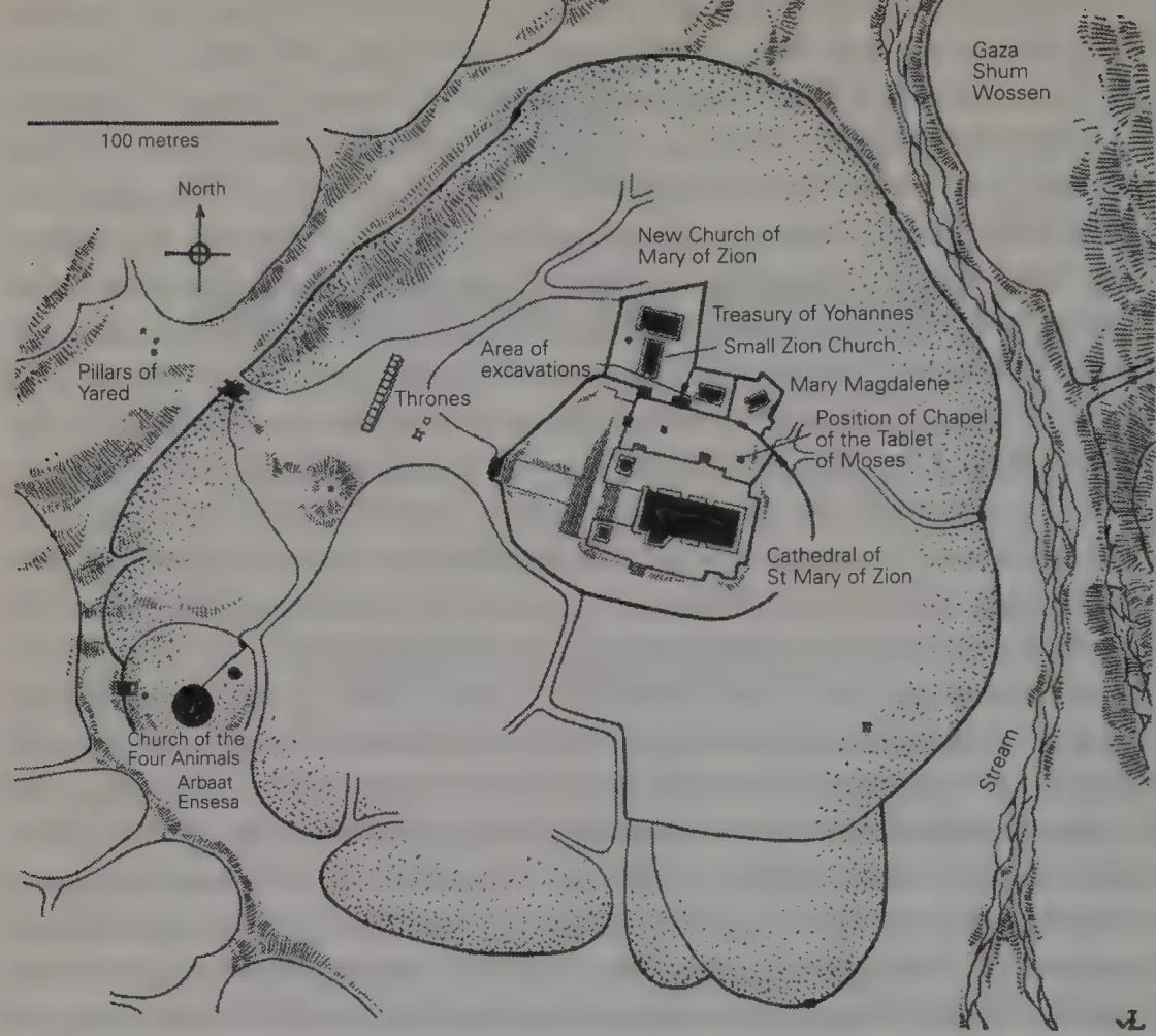 Map Of The Local Area Around Saint Mary Of Zion Church. Source: Ethiopia, the unknown land : a cultural and historical guide, pg 304.