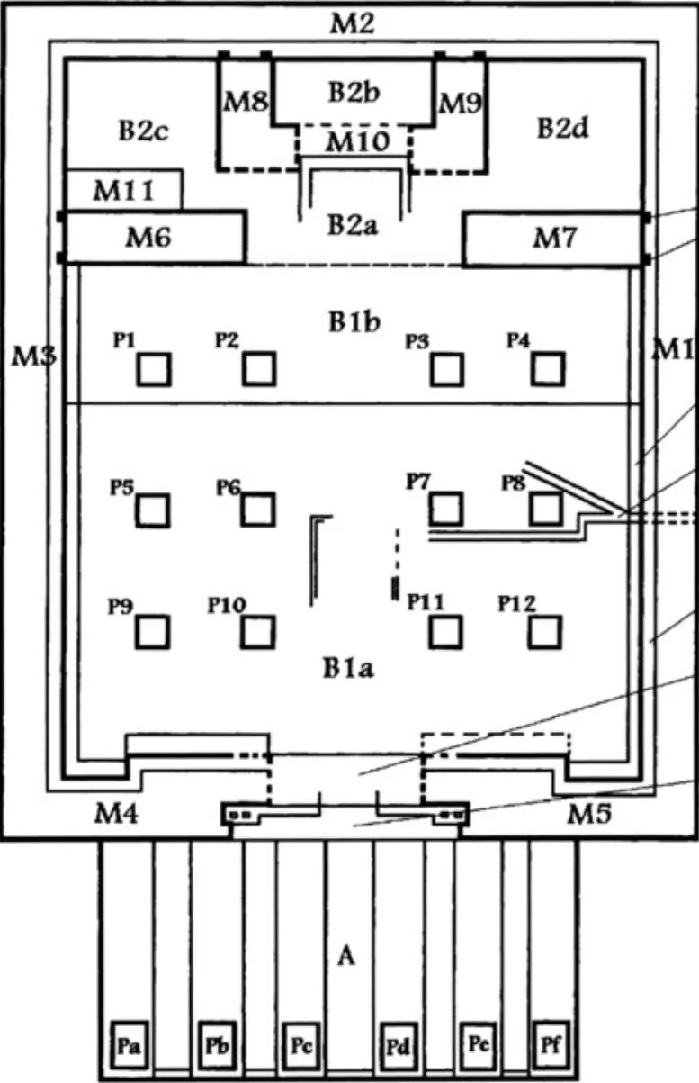 Yəḥa Temple Interior Layout. Source: Le Grand Temple de Yéha (Tigray, Éthiopie), après la première campagne de fouilles de la Mission françaisem Figure 22.