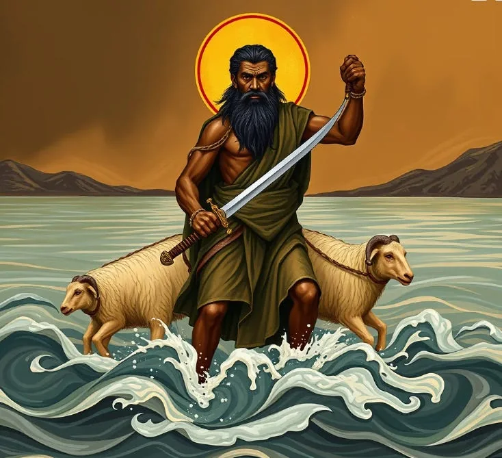 Moses the robber, with the shepherds' sheep. (Source: Own Work)