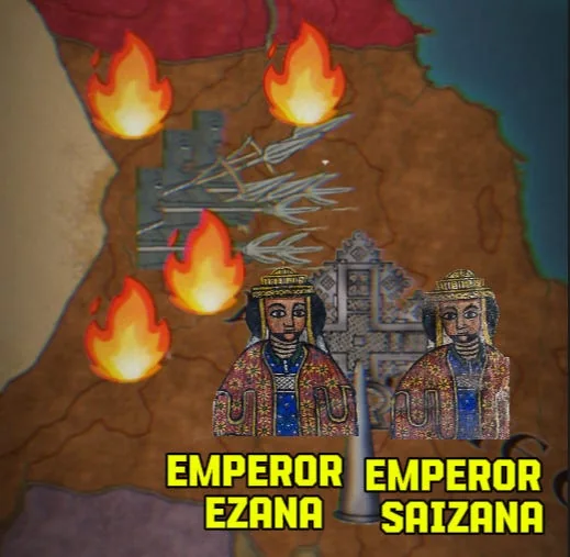 Emperor Ezana & Saizana waging war against the Kushites & Nubians to the north. (Own Work)