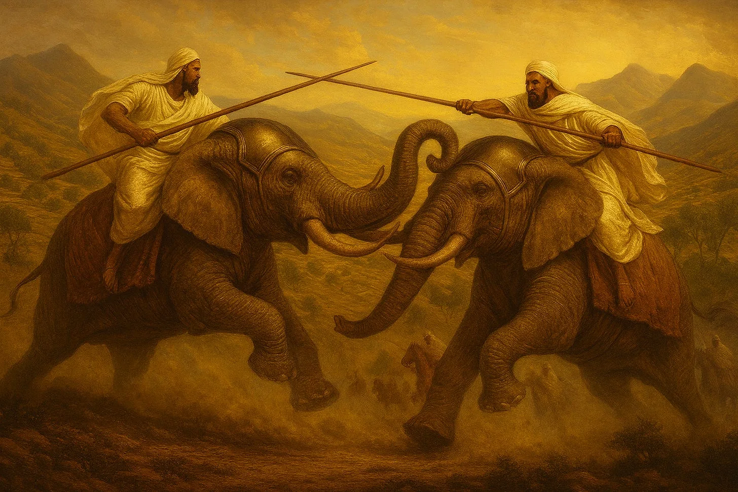 Two Mahout warriors engage in combat during the proposed “Civil War” in the highlands. Own Work