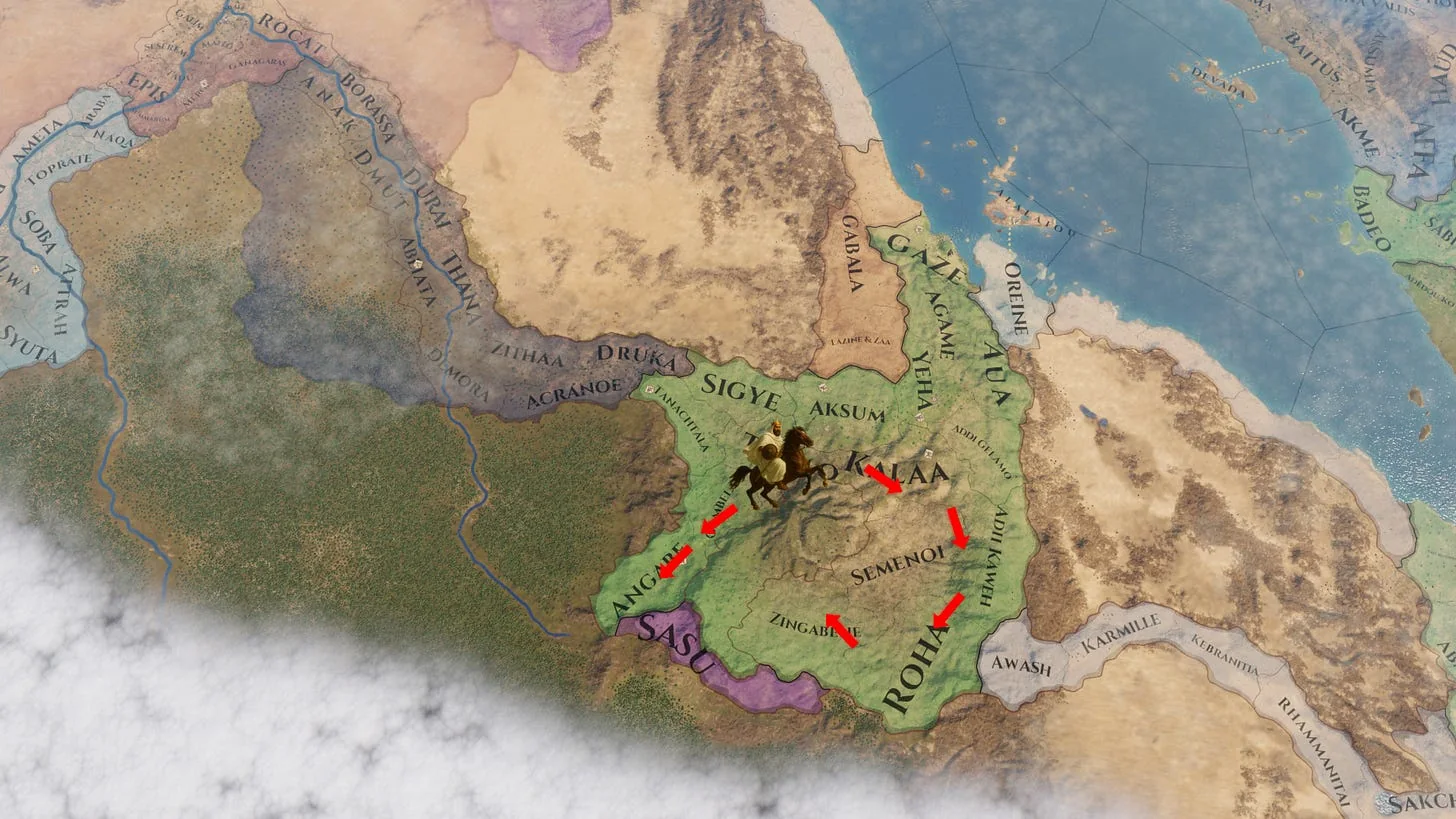The 3rd phase of conquests recorded in the Monumentum Adulitanum II. Own work.