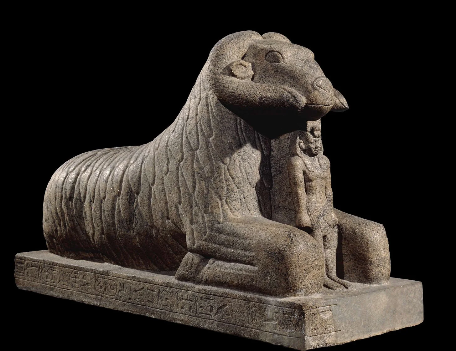 A statue depicting the ancient Egyptian god Amun, who was often represented in the form of a ram. Source