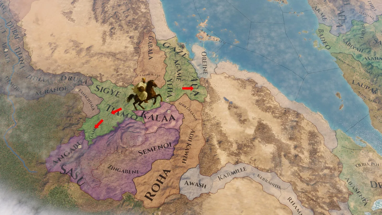 The 2nd phase of conquests recorded in the Monumentum Adulitanum II. Own work.