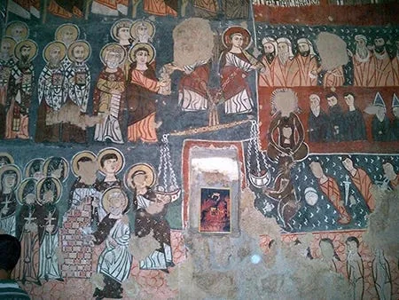 Frescoes, Monastery of Saint Moses the Abyssinian from the 11th- 13th century, Deir Mar Musa. (Source)