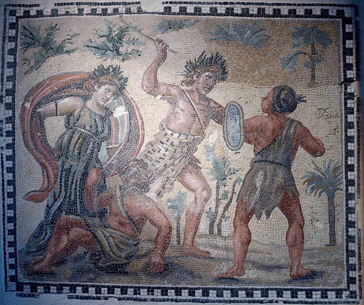 Roman Mosaic Depicting A Fight Between Dionysos And The "Indians". Source