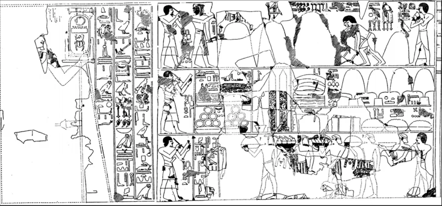 Pharaoh Thutmose III (far-left) is being presented with various goods from foreigners, including Punt. Source: Profiling Punt: using trade relations to locate ‘God’s Land’, pg 54.