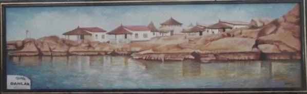 A Painting of Houses at Dahlak Kebir, by painter Biniam Asmelash. Source