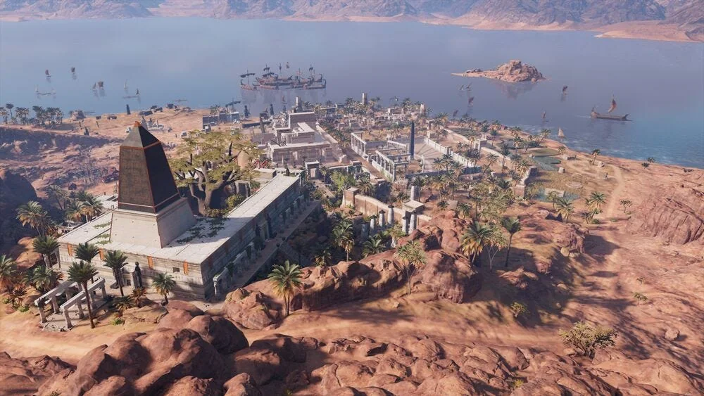 A depiction of the city of Arsinoe in Assassin’s Creed Origins. Source