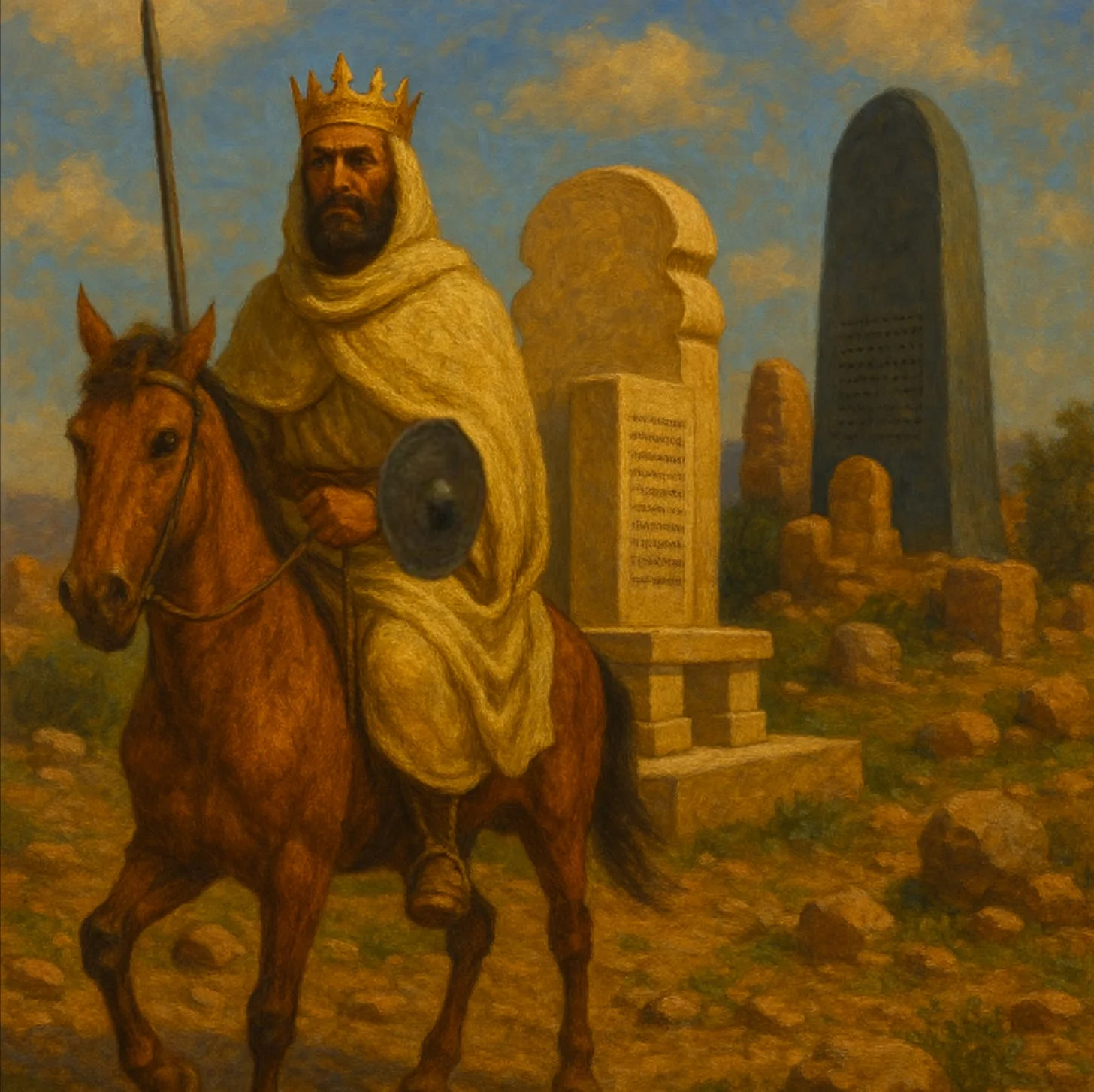 The conqueror of Monumentum Adulitanum II, in front of the Adulis Throne & Stelae. (Own-Work)