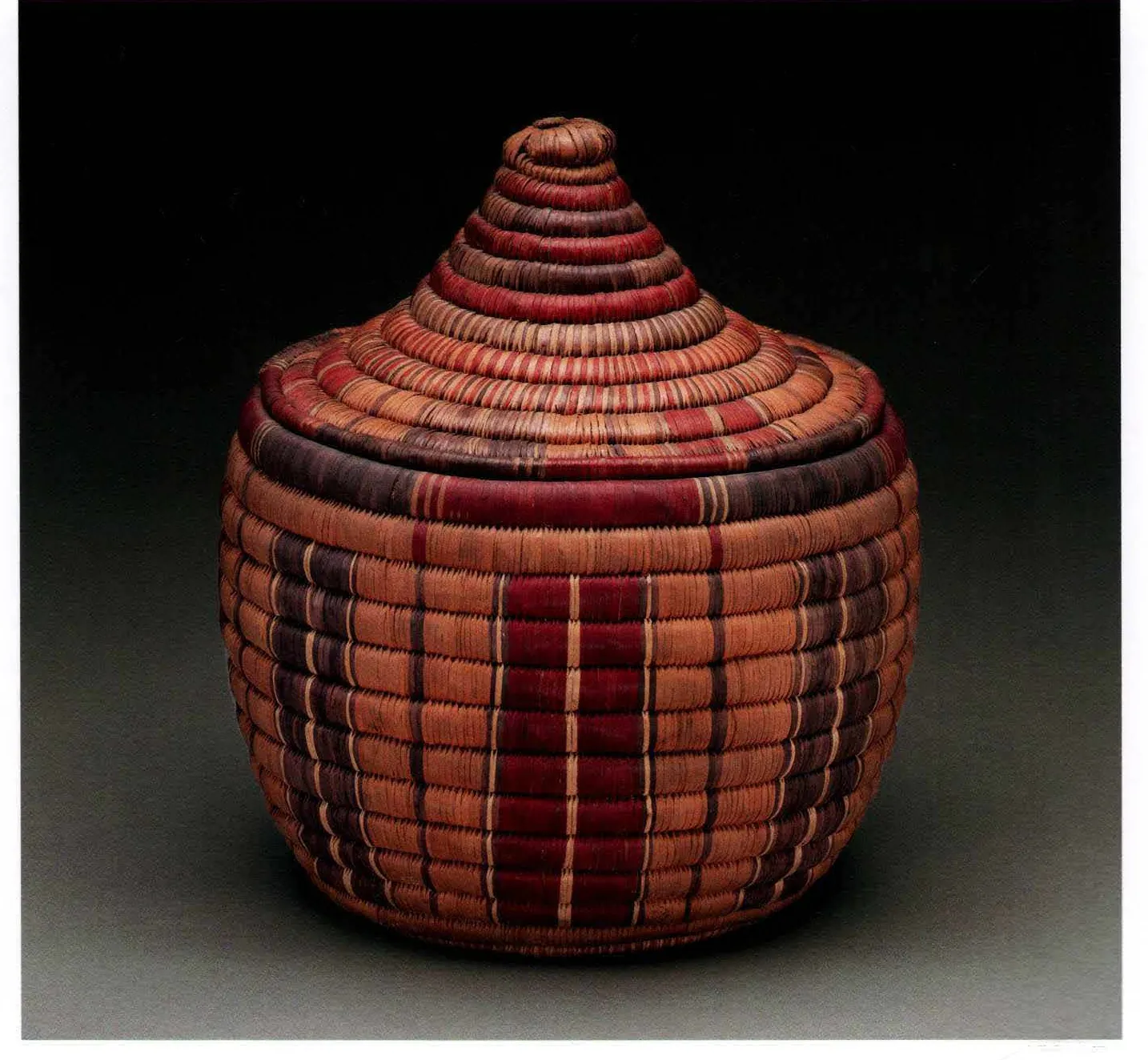 Basket with Lid and Colored Cord Loop, Ethiopia, 20th century, plant fibers, The Peabody Essex Museum, E37683.
