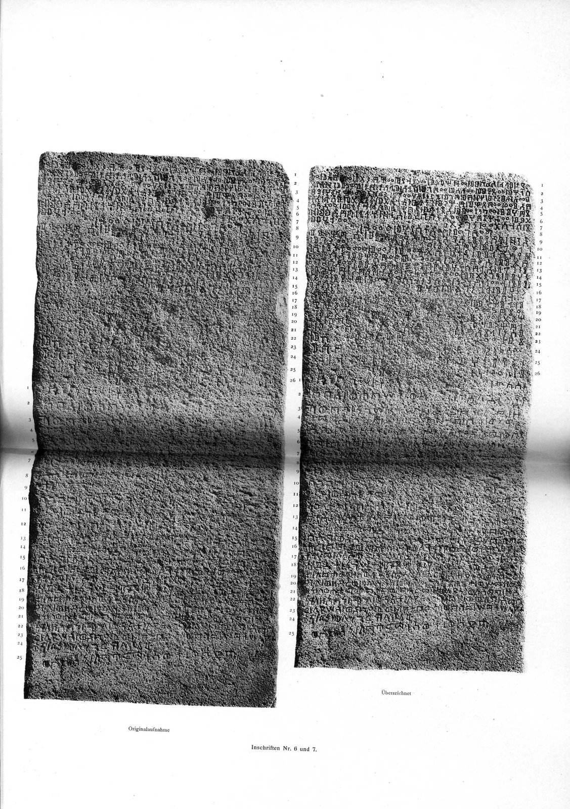 Deutsche Aksum-Expedition plate of Ezana’s RIÉ 185 inscription in South Arabian and Ethiopic scripts, with photograph and traced reading.