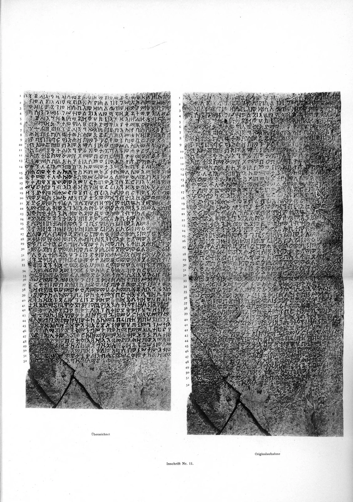 Deutsche Aksum-Expedition photograph of the 52-line RIÉ 189 Ethiopic inscription recording Ezana’s Noba campaign.