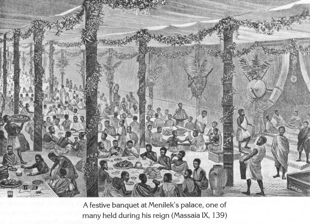 A festive banquet at Menilek's palace, one of many held during his reign (Massaia IX, 139)