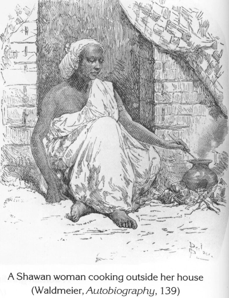 A Shawan woman cooking outside her house (Waldmeier, Autobiography, 139)