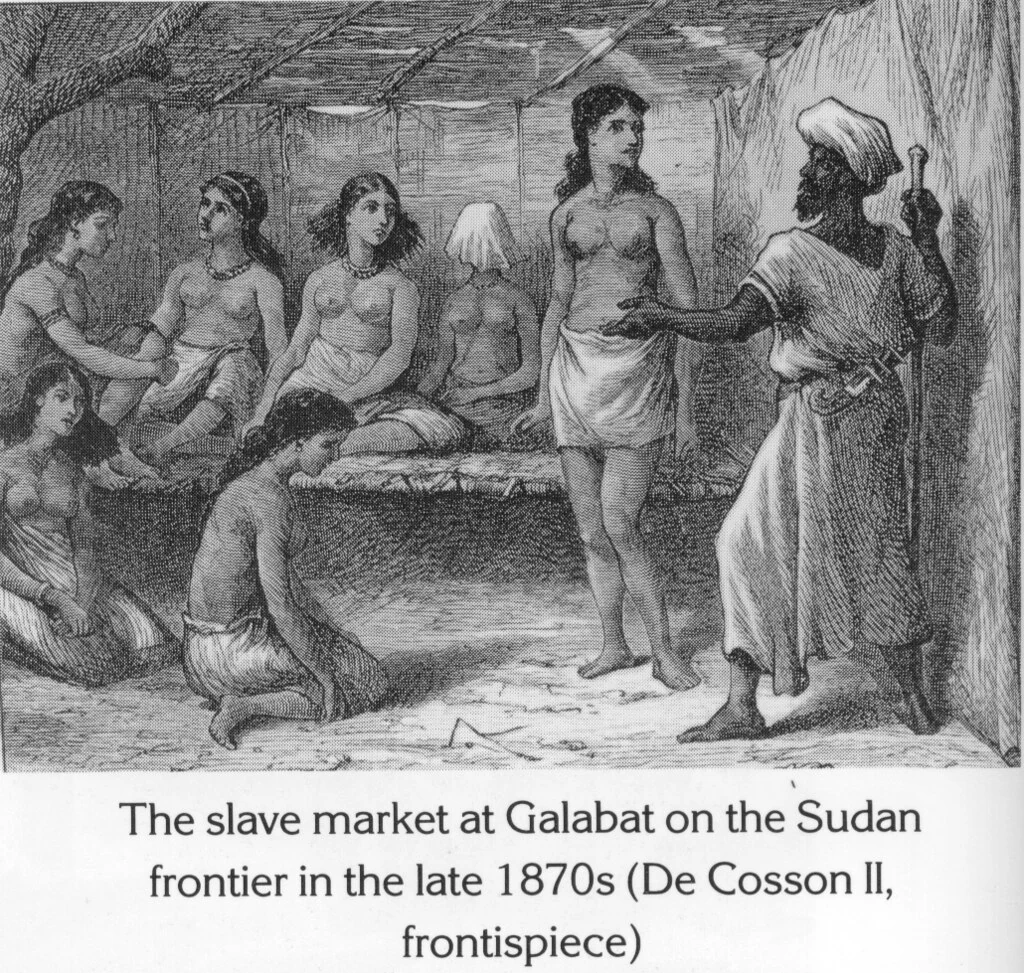 The slave market at Galabat on the Sudan frontier in the late 1870s (De Cosson II, frontispiece)