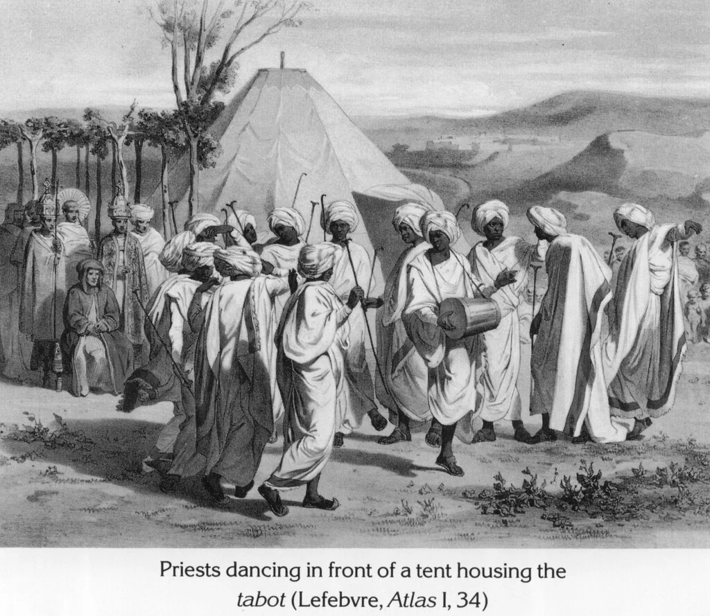 Priests dancing in front of a tent housing the tabot (Lefebvre, Atlas I, 34)