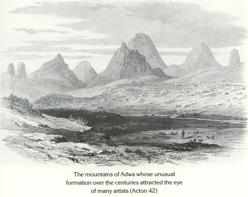 The mountains of Adwa whose unusual formation over the centuries attracted the eye of many artists (Acton 42)