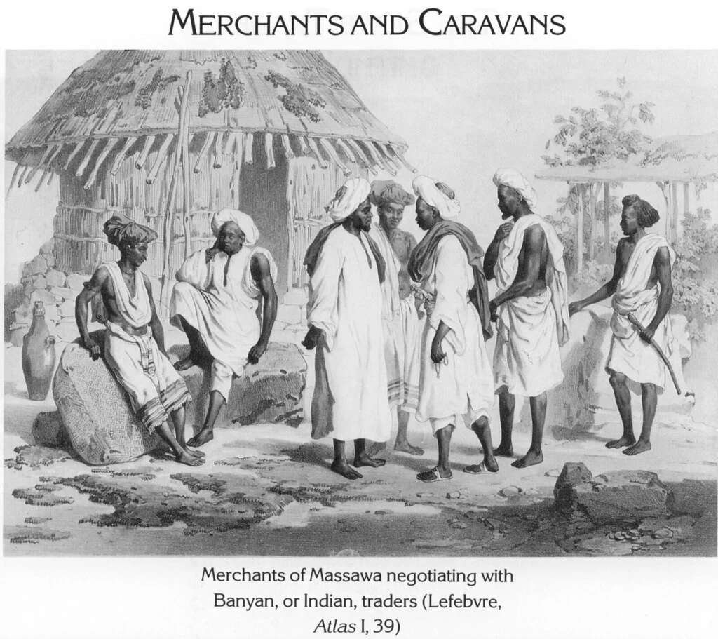 Merchants of Massawa negotiating with Banyan, or Indian, traders (Lefebvre, Atlas I, 39)