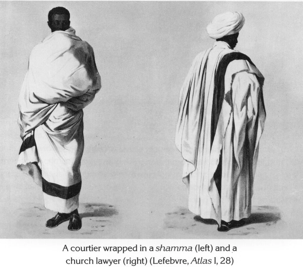 A courtier wrapped in a shamma (left) and a church lawyer (right) (Lefebvre, Atlas I, 28)