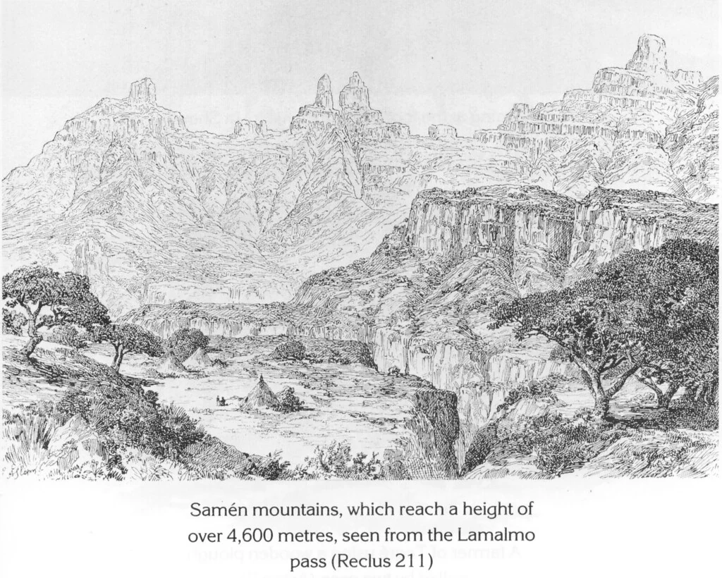 Samén mountains, which reach a height of over 4,600 metres, seen from the Lamalmo pass (Reclus 211)