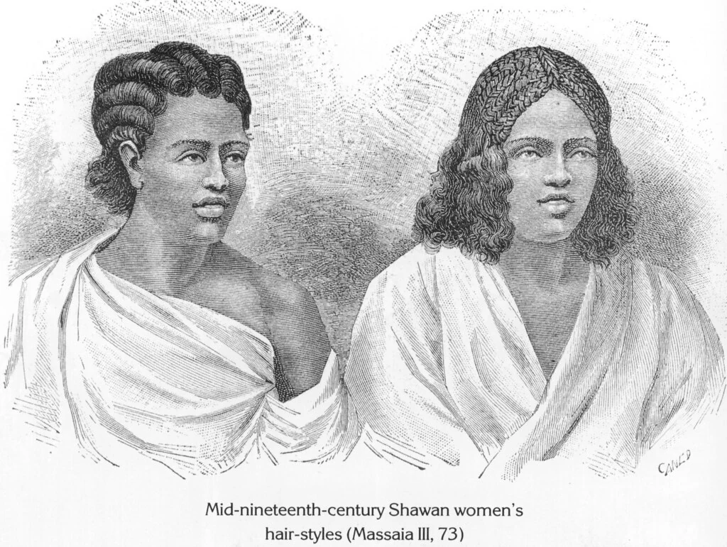 Mid-nineteenth-century Shawan women's hair-styles (Massaia III, 73)