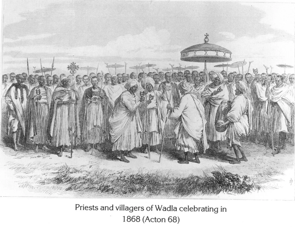 Priests and villagers of Wadla celebrating in 1868 (Acton 68)