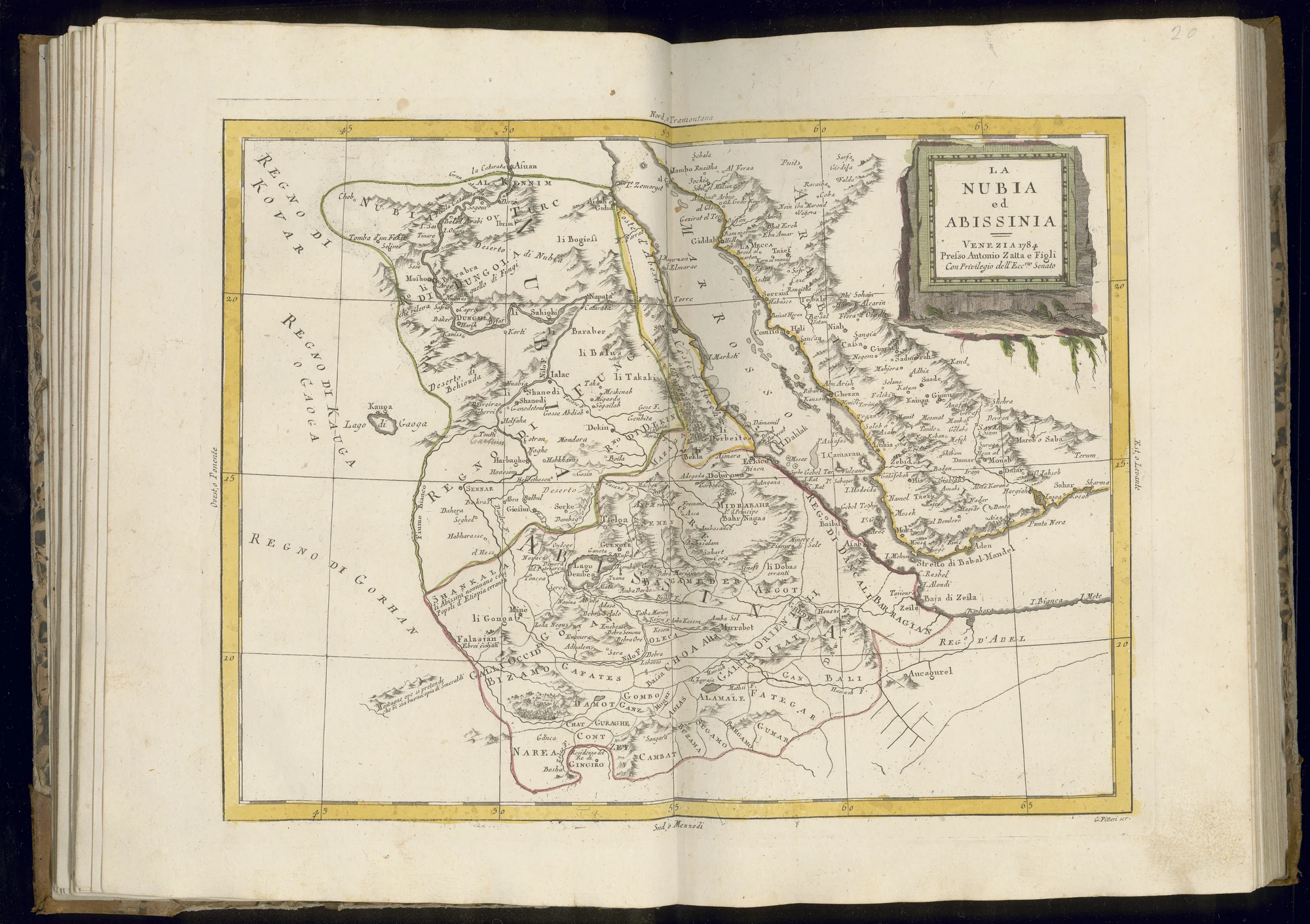 Dal tomo 4° di "Atlante novissimo, illustrato ed accresciuto sulle osservazioni e scoperte fatte dai piu celebri e piu recenti geografi. In Venezia 1785 presso Antonio Zatta, con privilegio dell'eccel.imo Senato".
Opera in 4 tomi con incisioni di Giuliano Zuliani e Marco Alvise Pitteri.
Link al catalogo:
https://galileodiscovery.unipd.it/discovery/fulldisplay?context=L&vid=39UPD_INST:VU1&search_scope=MyInst_and_CI&tab=Everything&docid=alma990023711570206046