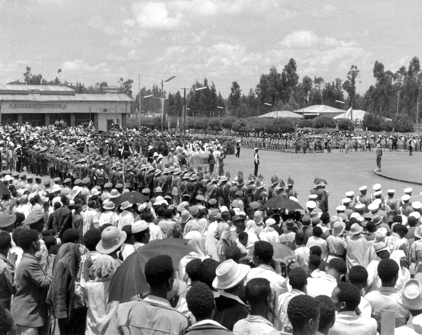 Crowds and Parade during Anniversary of Emperor's Coronation