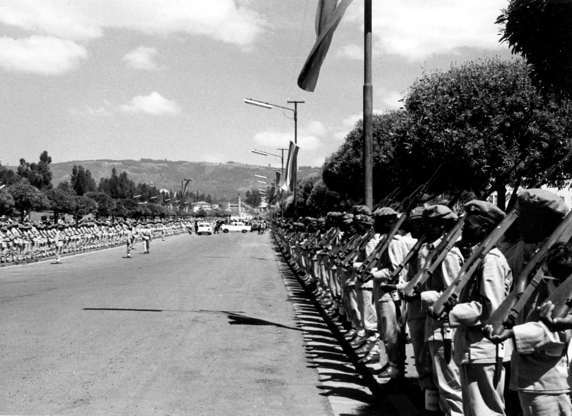 Soldiers along Parade Route during Anniversary of Emperor's Coronation