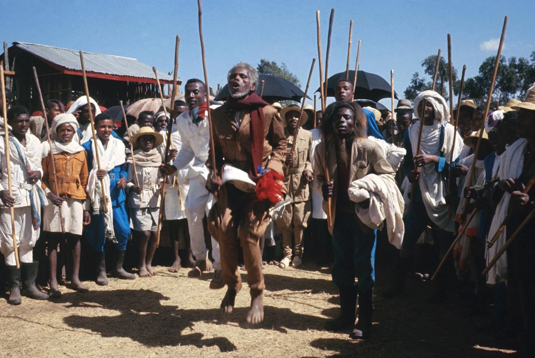 Dance Group Performing Jump Dancing as Part of Ritual