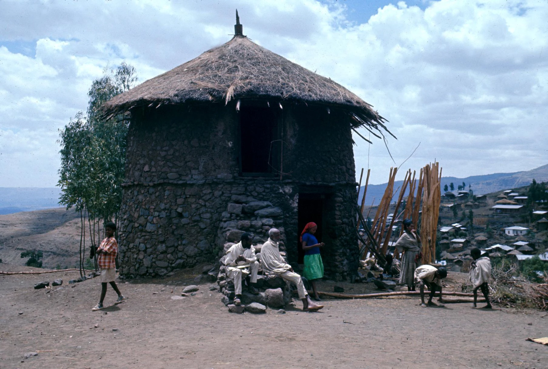 House and People at Edge of Lalibella
