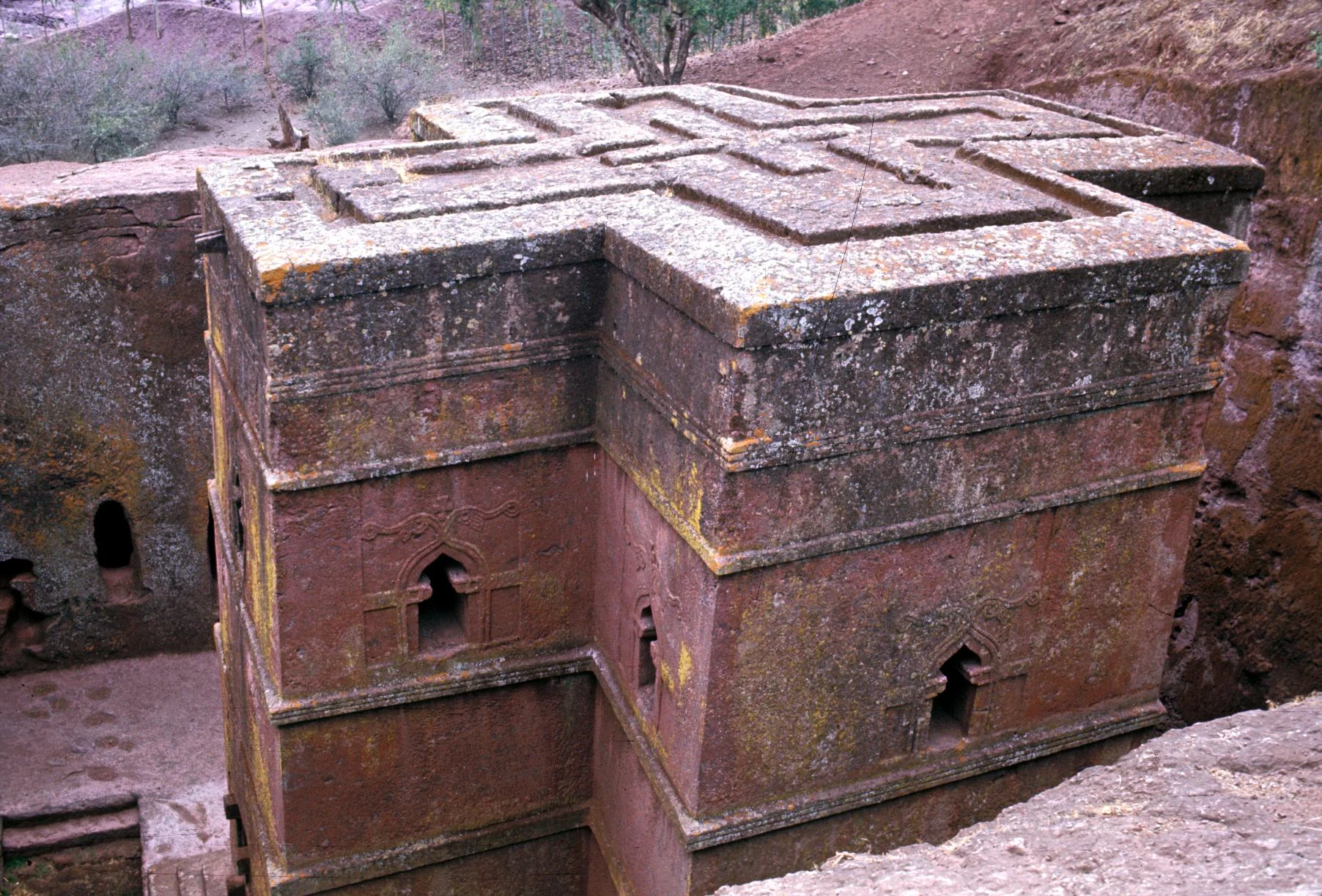 Close View of Rooftop of Rock Church in Lalibella
