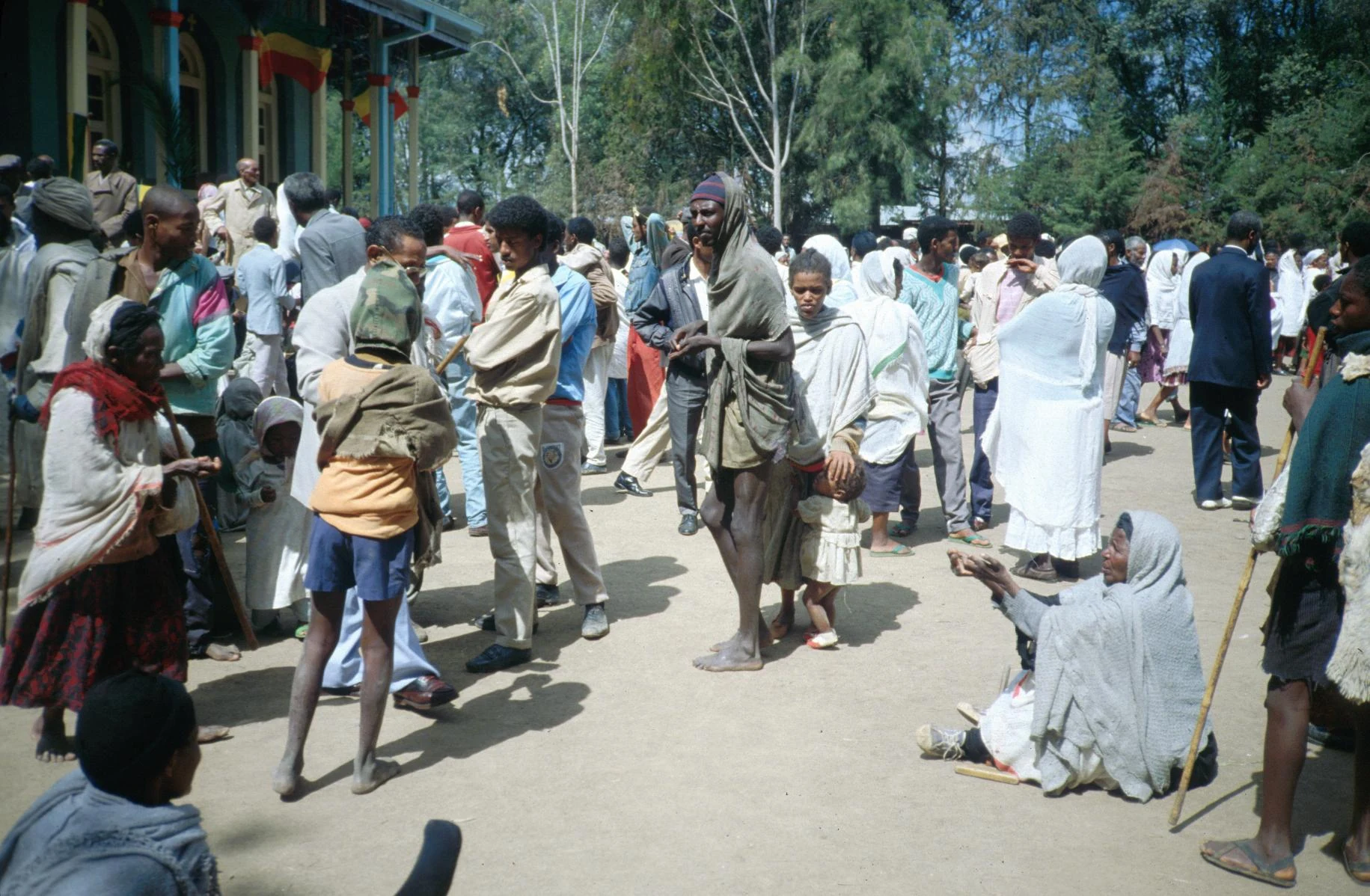 Beggars Approaching People Outside Church