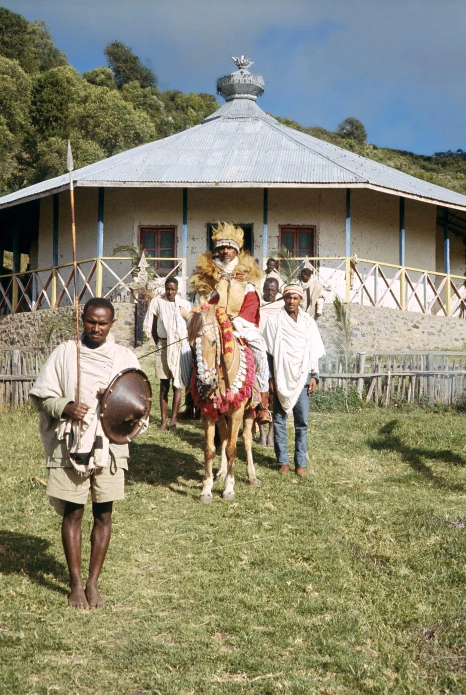 The Spirit Medium (K'allu) Mounted on Horse in Front of One of His Temples