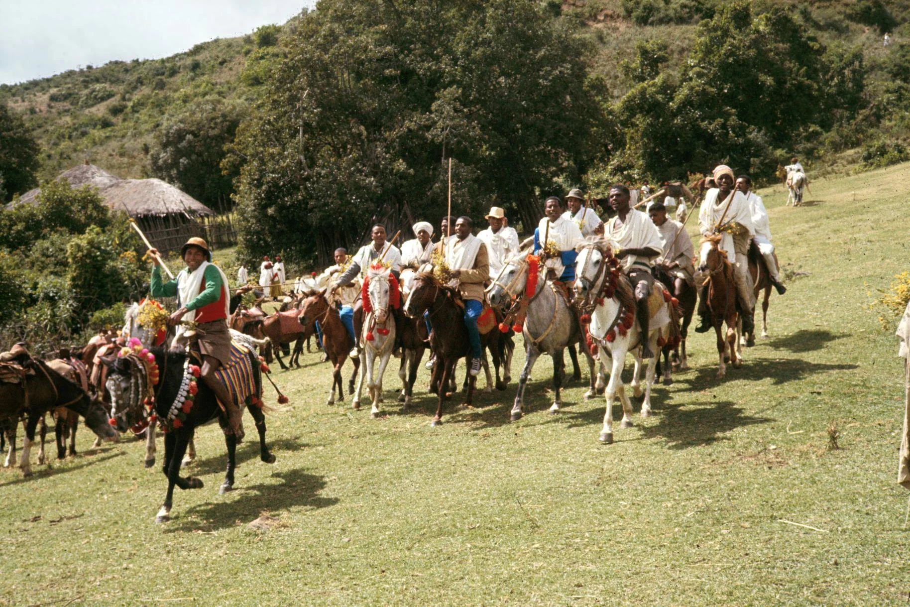 Young Warriors in Riding Club Sing Warlike Song at Meeting with Spirit Medium (K'allu)