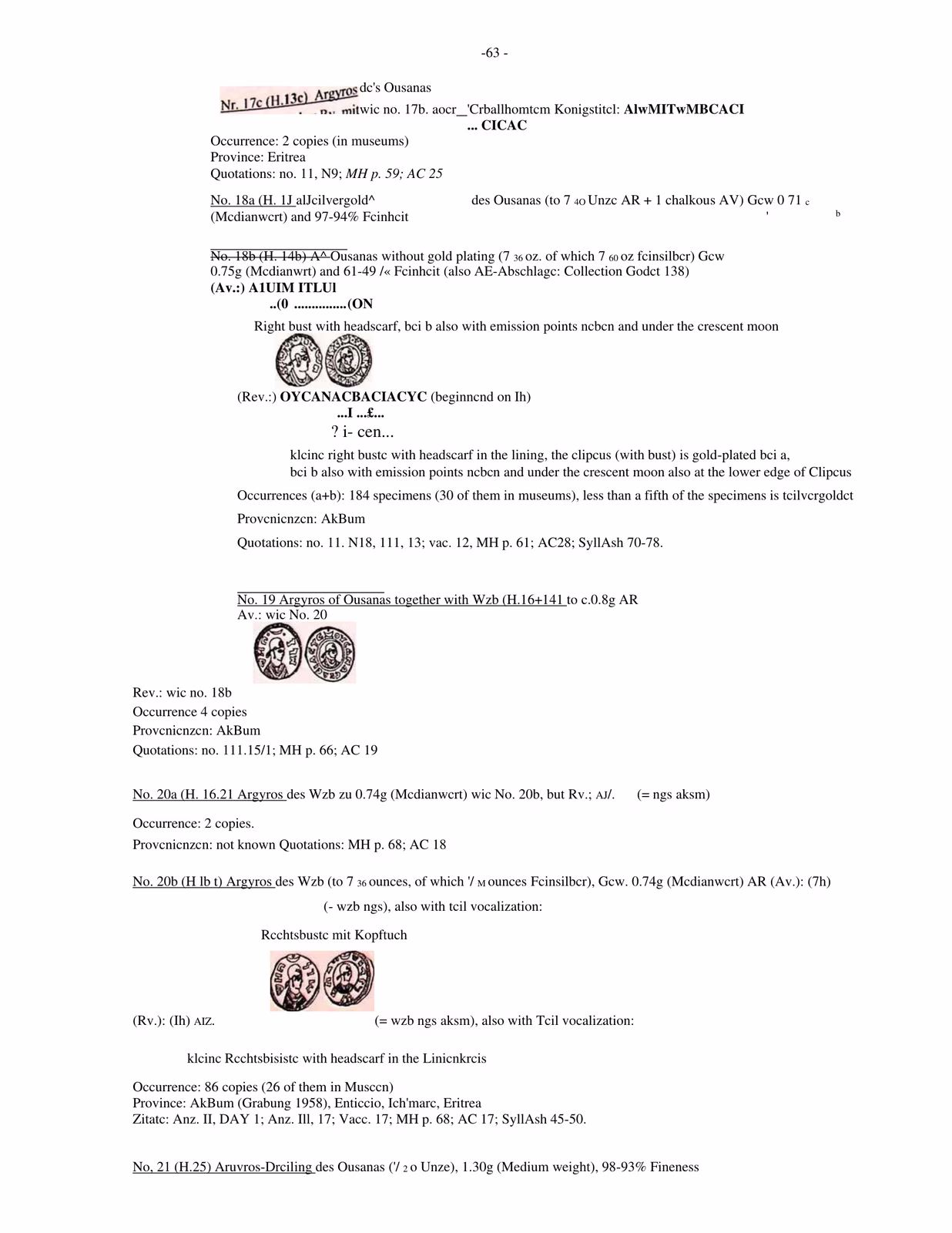 Named catalogue entries include Ousanas and Ousanas together with Wzb/Wazeba.