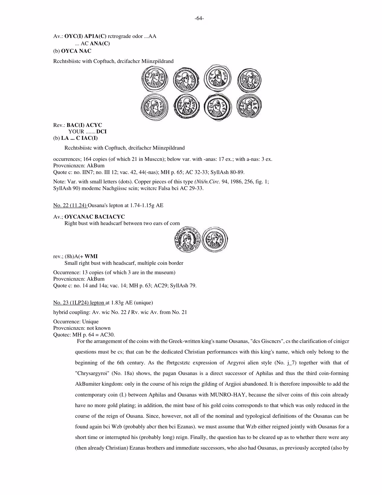 Named catalogue entries: Ousanas, Nos. 22-23.