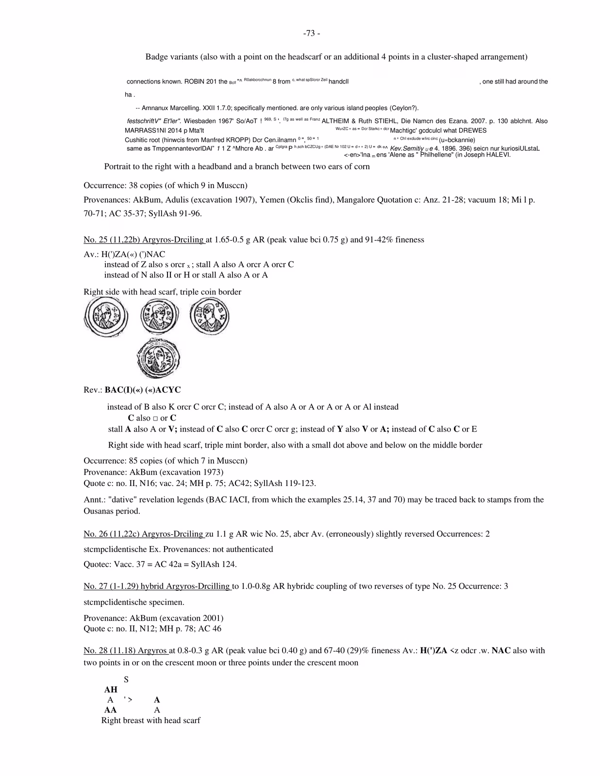 Named Ezana-series catalogue entries, Nos. 25-27.