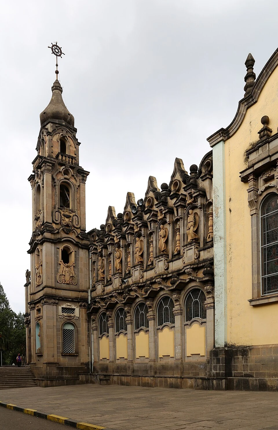 Holy Trinity Cathedral, Addis Ababa: side façade and tower.