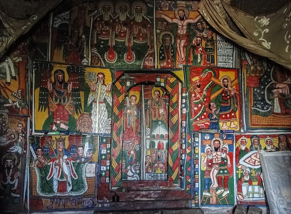 Painted doorway inside Mikael Milhaizengi Church.