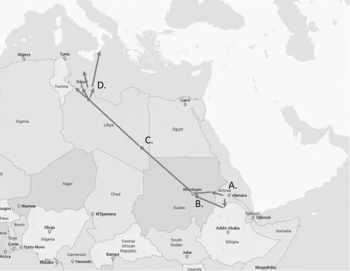 Enslaved: Trapped and Trafficked in Digital Black Holes: Human Trafficking Trajectories to Libya — illustration 1, PDF page 389